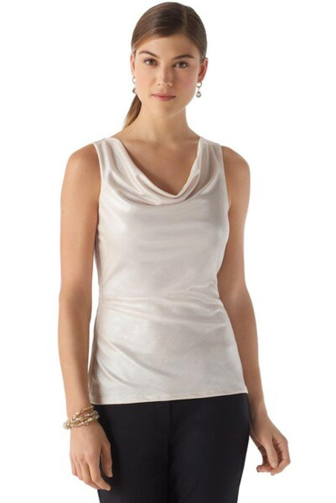 White House Shimmer Draped Neck Top - Style Theory Shop